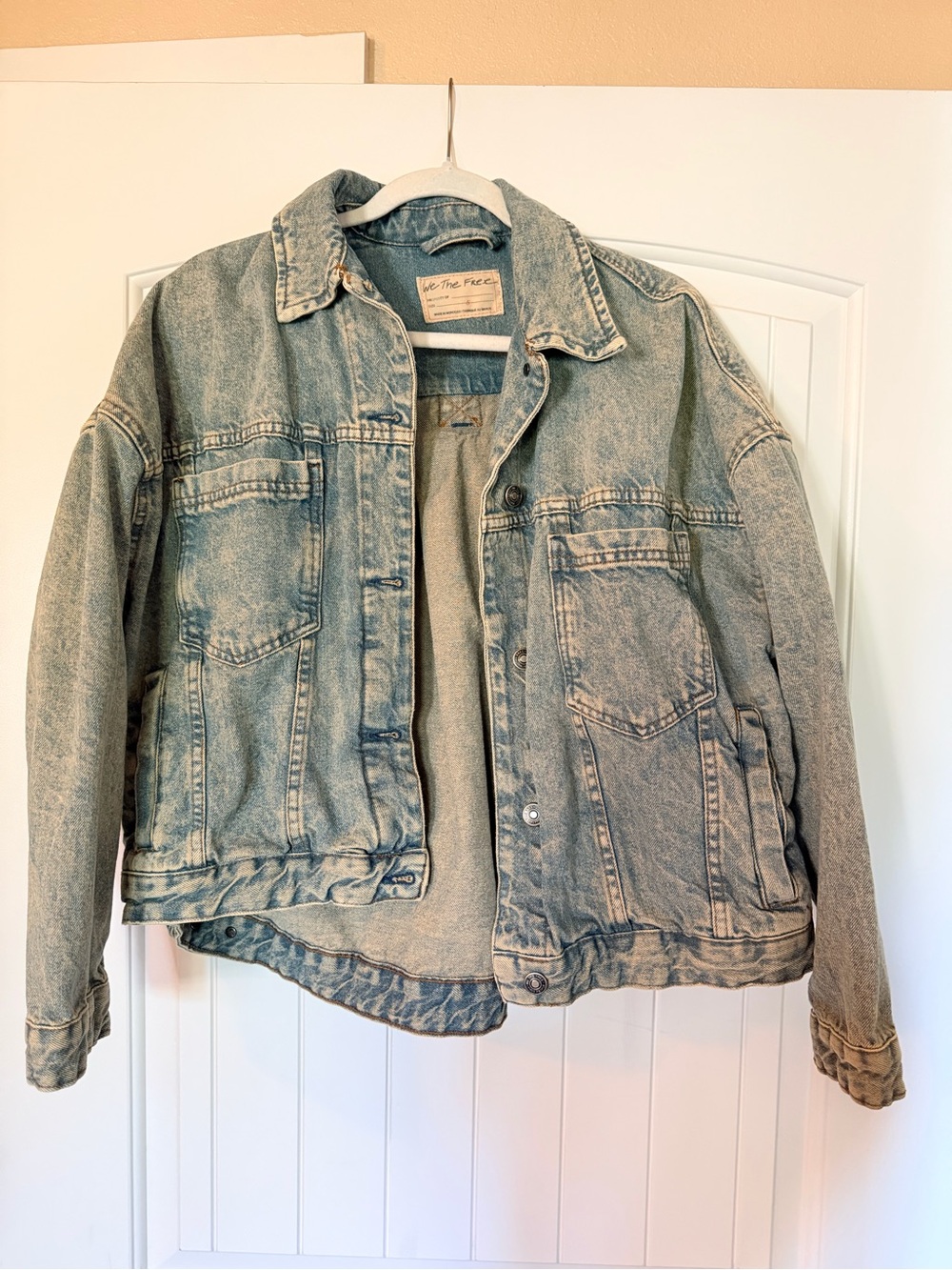 We The Free Washed Light Blue Denim Trucker Jacket
